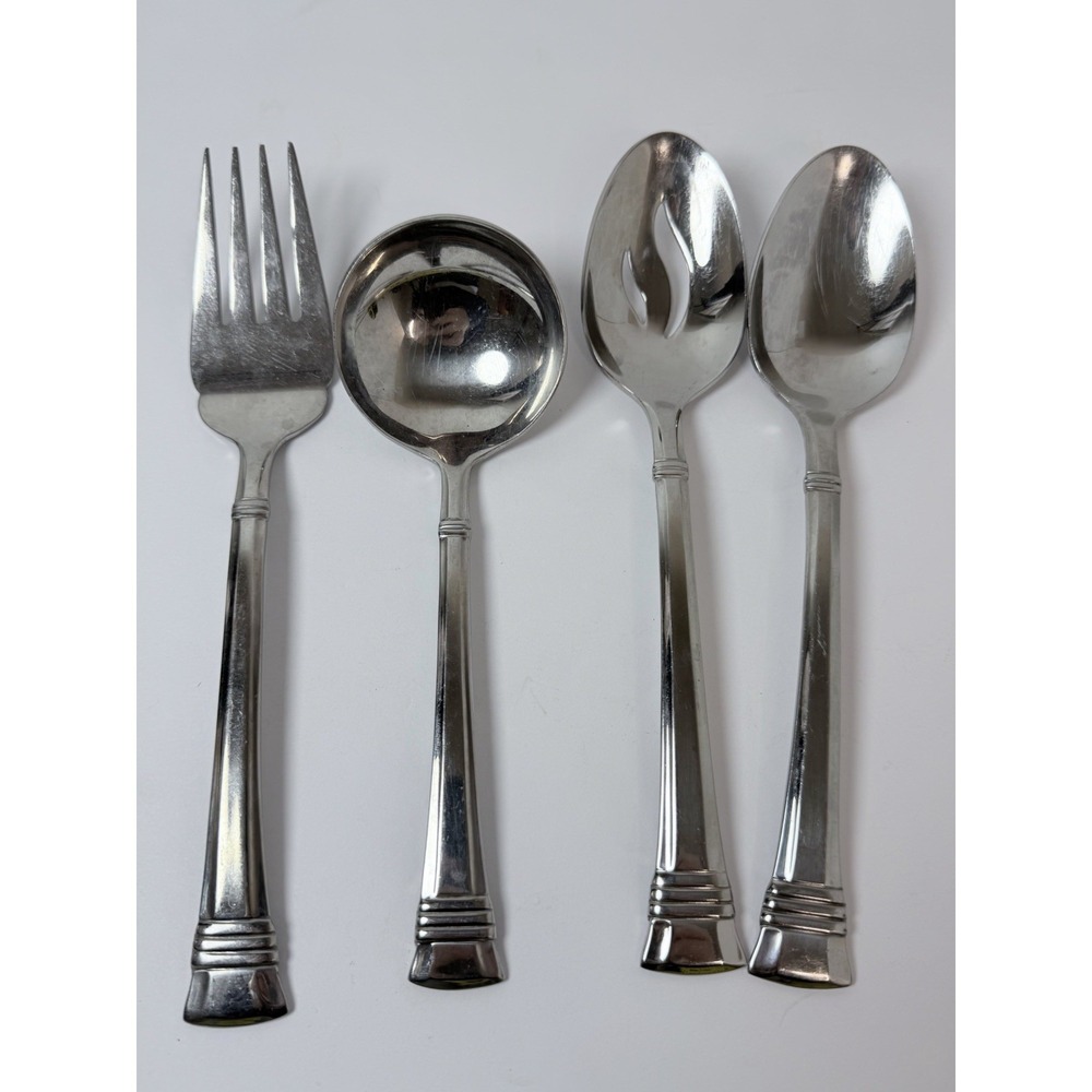 Wallace 18/10 Zenith 4 Serving Set spoons Meat Forks Stainless 18/10 Glossy